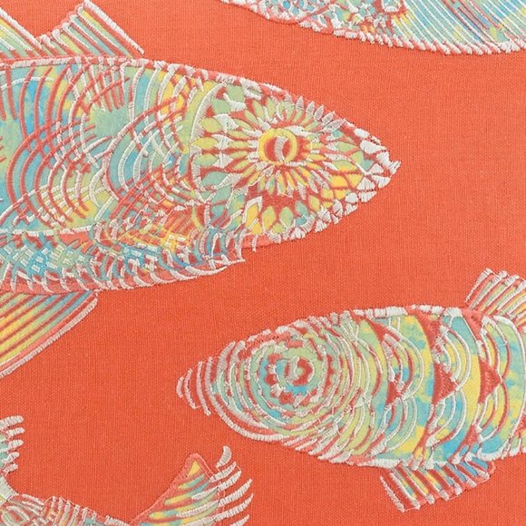 new in pkg Tommy Bahama 20" Square ORANGE Embroidered BATIK FISH Accent Pillow - Picture 7 of 9